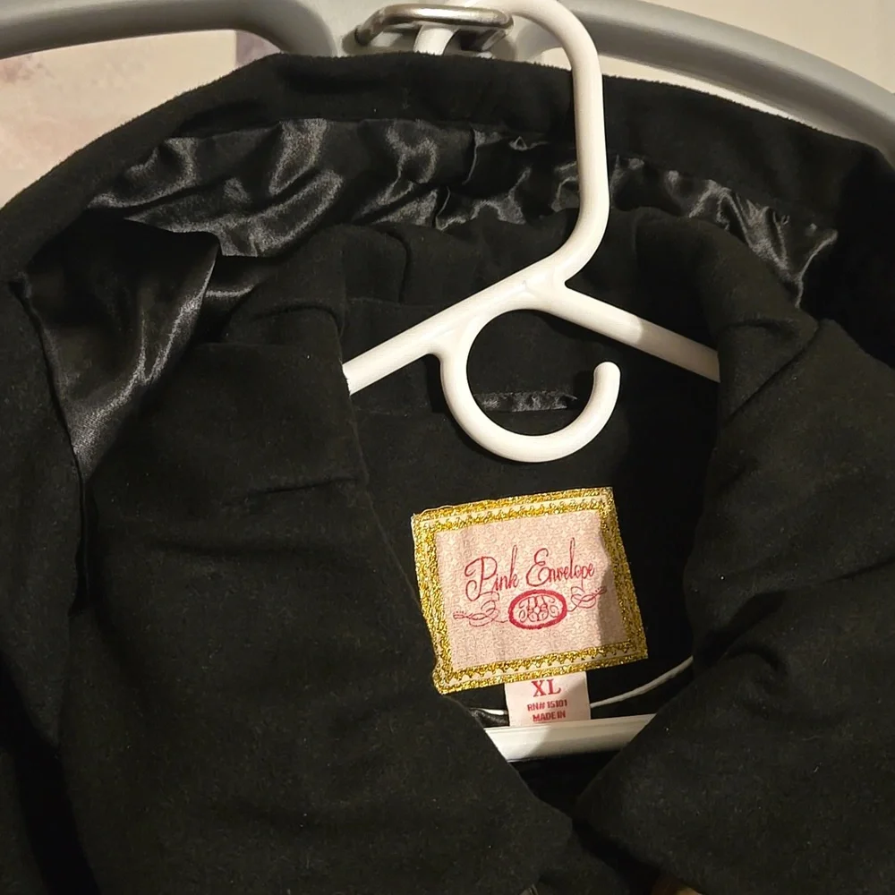 Pink Envelope Black Pea Coat - Picture 2 of 3